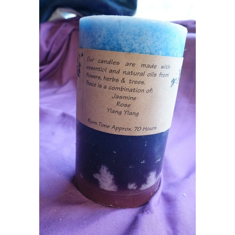 Soy Aromatherapy Vegan Wax 70Hr Jasmine Rose Ylang Ylang Peace Candle Hand Made